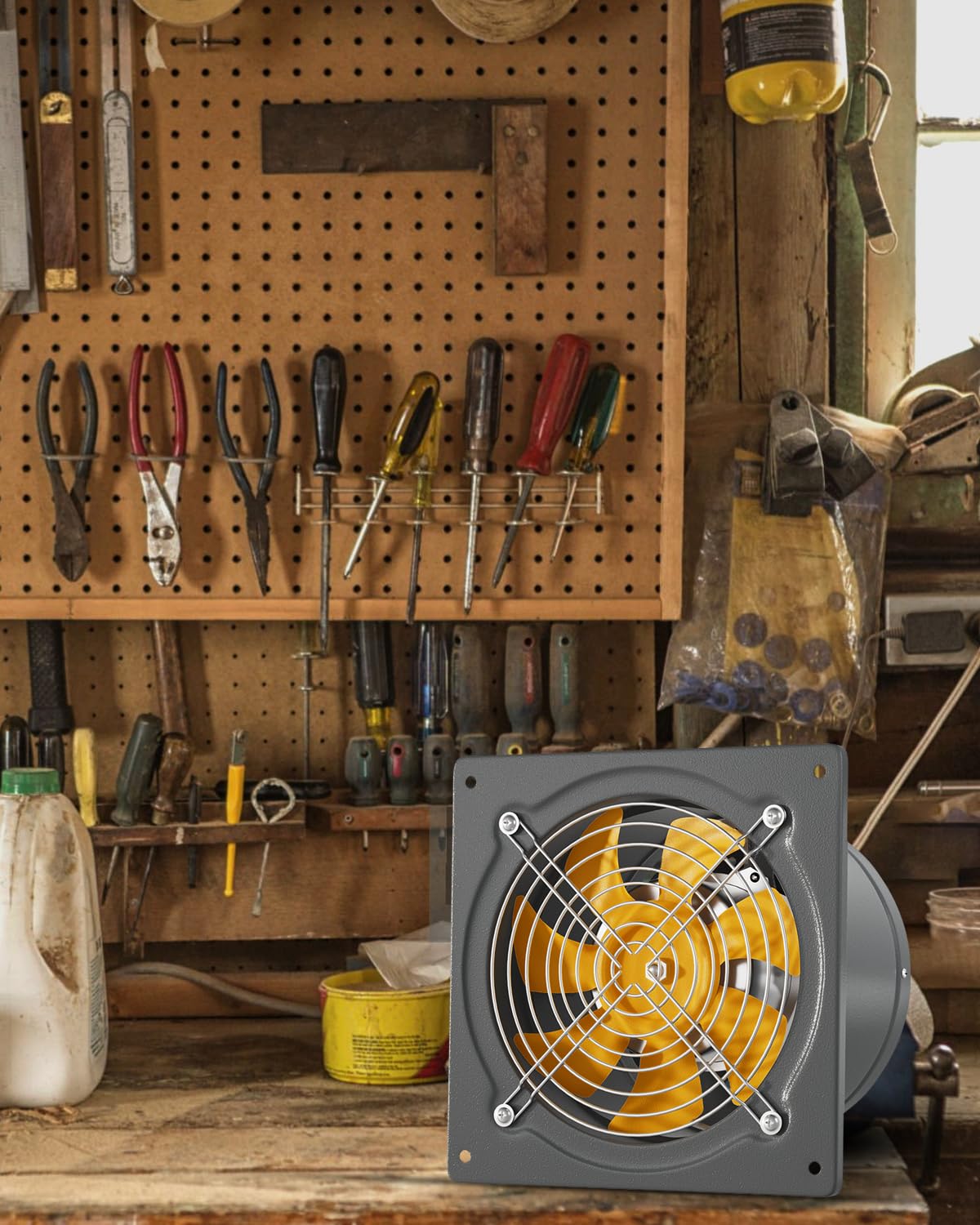 HG Power 10 Inch Grey Exhaust Fan - 988 CFM Wall Mount with Backdraft Damper for Kitchen, Bathroom, Attic, Shop, Greenhouse